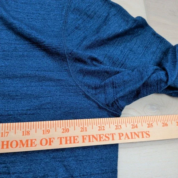 Billy Reid Slub Tuck Henley Shirt Mens XXL Heather Blue Long Sleeve Made in Peru - Picture 6 of 10